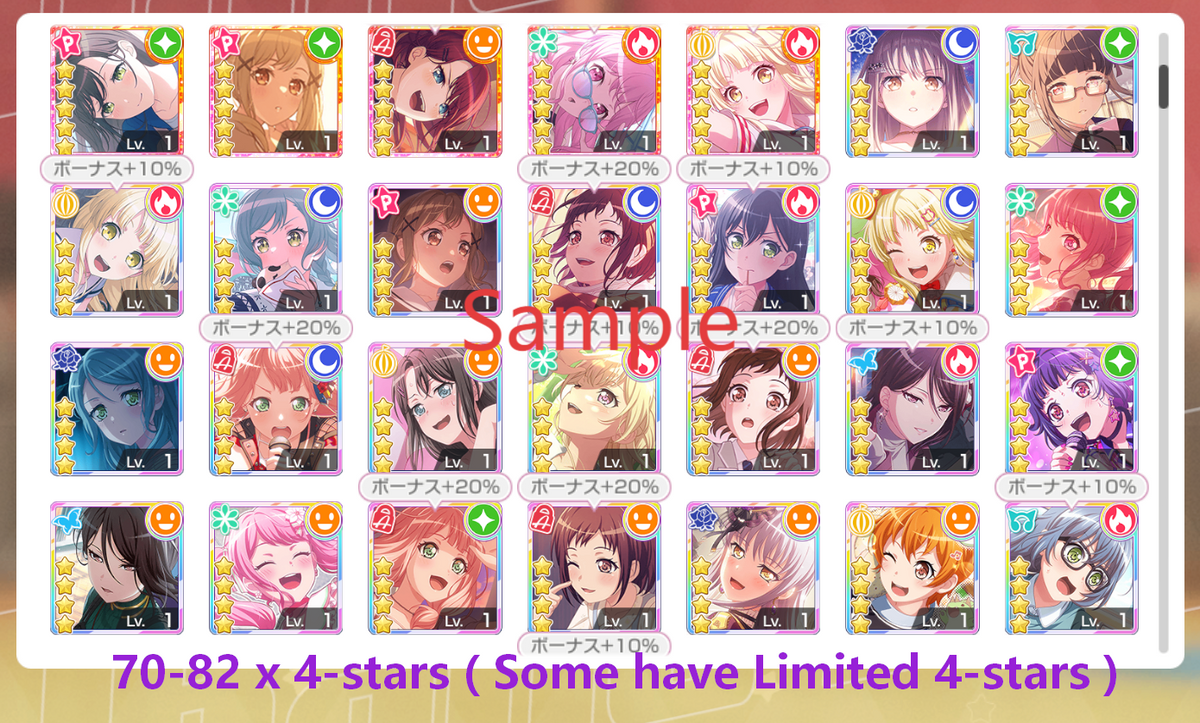 BanG Dream JP【32-34 x5⭐️】💎313,000+ Gems💎70-82 x4⭐️ Bandori starter【INSTANT SEND】