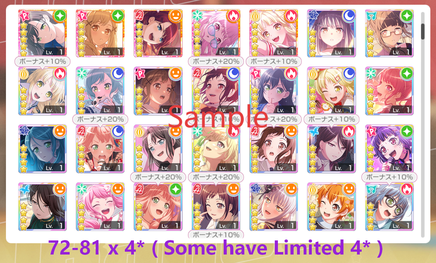 BanG Dream JP【33 x5⭐️】💎300,000+ Gems💎72-88 x4⭐️ Bandori starter【INSTANT SEND】