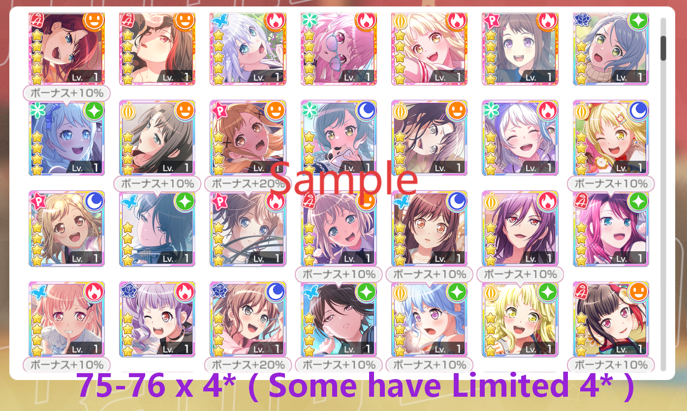 BanG Dream JP【34-35 x5⭐️】💎346,000+ Gems💎75-76 x4⭐️ Bandori starter【INSTANT SEND】
