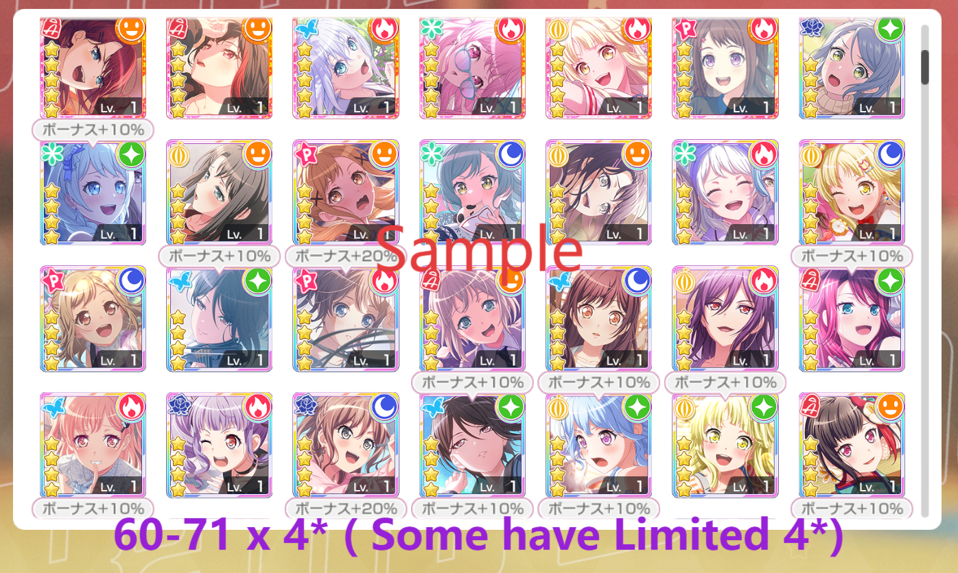 BanG Dream JP【33-34 x5⭐️】💎284,000+ Gems💎60-71 x4⭐️ Bandori starter【INSTANT SEND】