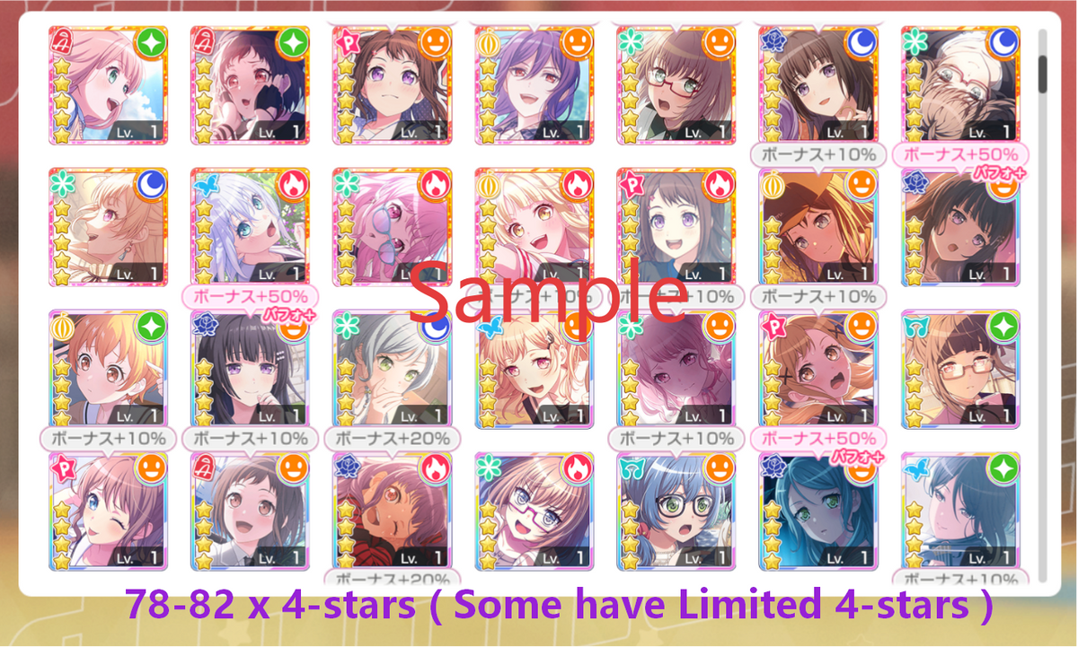 BanG Dream JP【40-42 x5⭐️】💎331,000+ Gems💎78-82 x4⭐️ Bandori starter【INSTANT SEND】