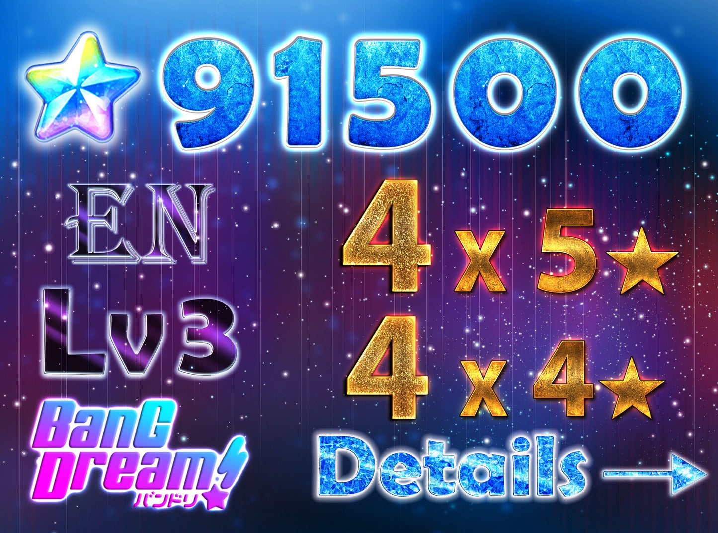 BanG Dream EN💎91,500+ Gems💎 4 x5⭐️ 4 x4⭐️ Bandori starter【INSTANT SEND】