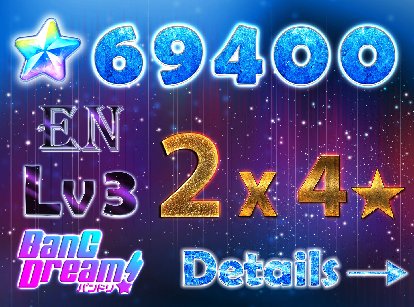 BanG Dream EN【2 x4⭐️】💎69-71K Gems💎 Bandori starter【INSTANT SEND】