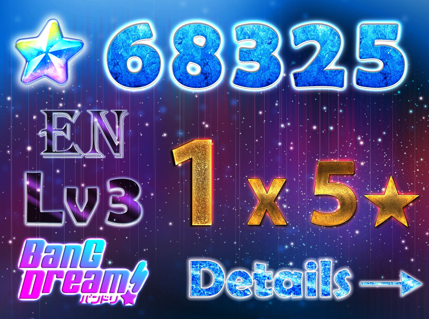 BanG Dream EN【1 x 5⭐️】💎68,300+ Gems💎Bandori starter【INSTANT SEND】