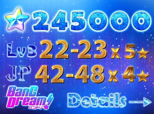 BanG Dream JP【22-23 x5⭐️】💎245,000+ Gems💎42-48 x4⭐️ Bandori starter【INSTANT SEND】