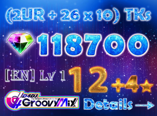 D4DJ Groovy Mix EN💎118,700+ Gems💎12-13 x4⭐️ starter Rank 1【INSTANT SEND】