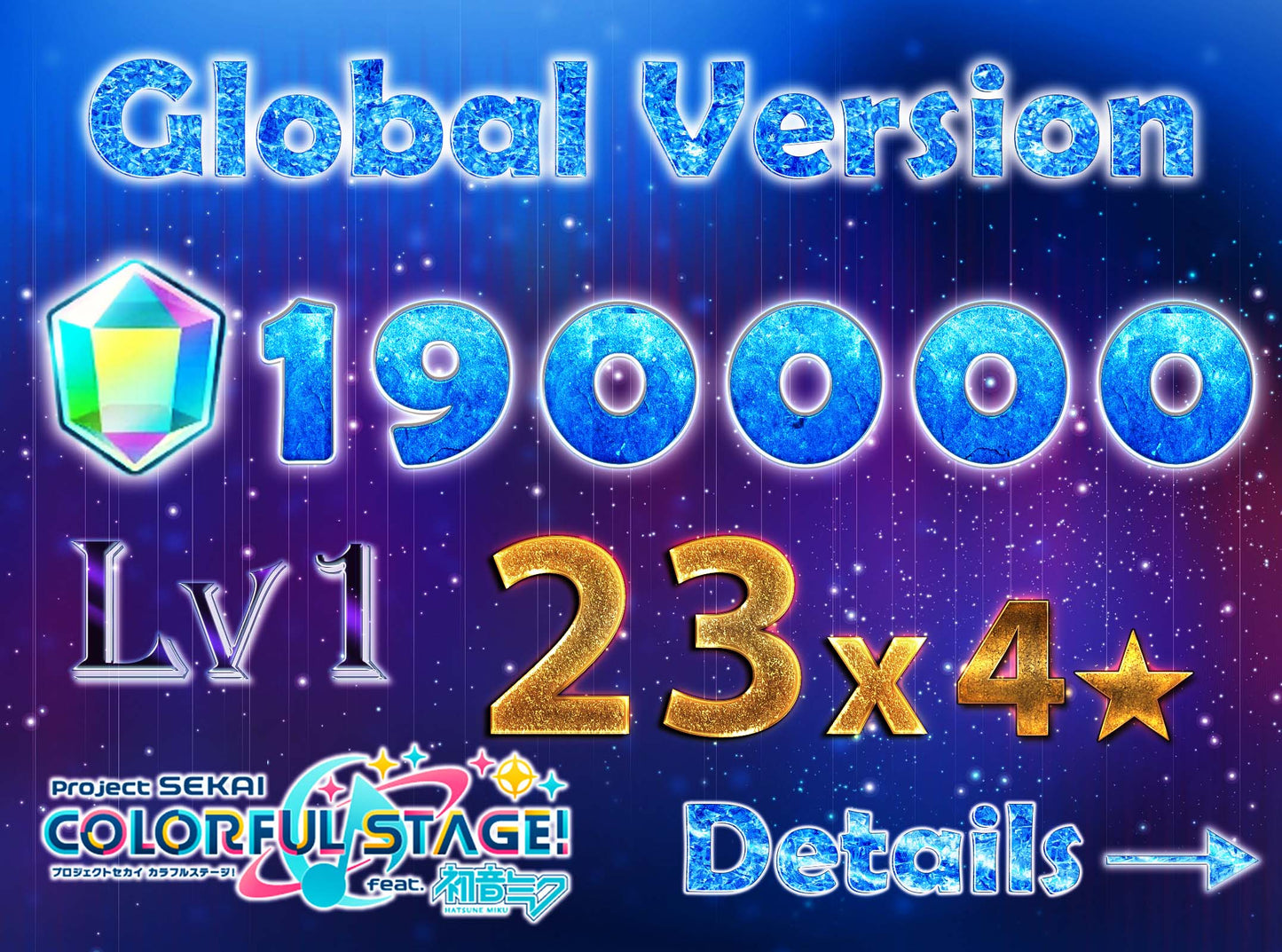 Project Sekai EN💎190,000+ Gems💎23 x 4⭐️ starter Rank 1【INSTANT SEND】