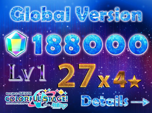 Project Sekai EN💎188,000+ Gems💎27 x4⭐️ starter Rank 1【INSTANT SEND】