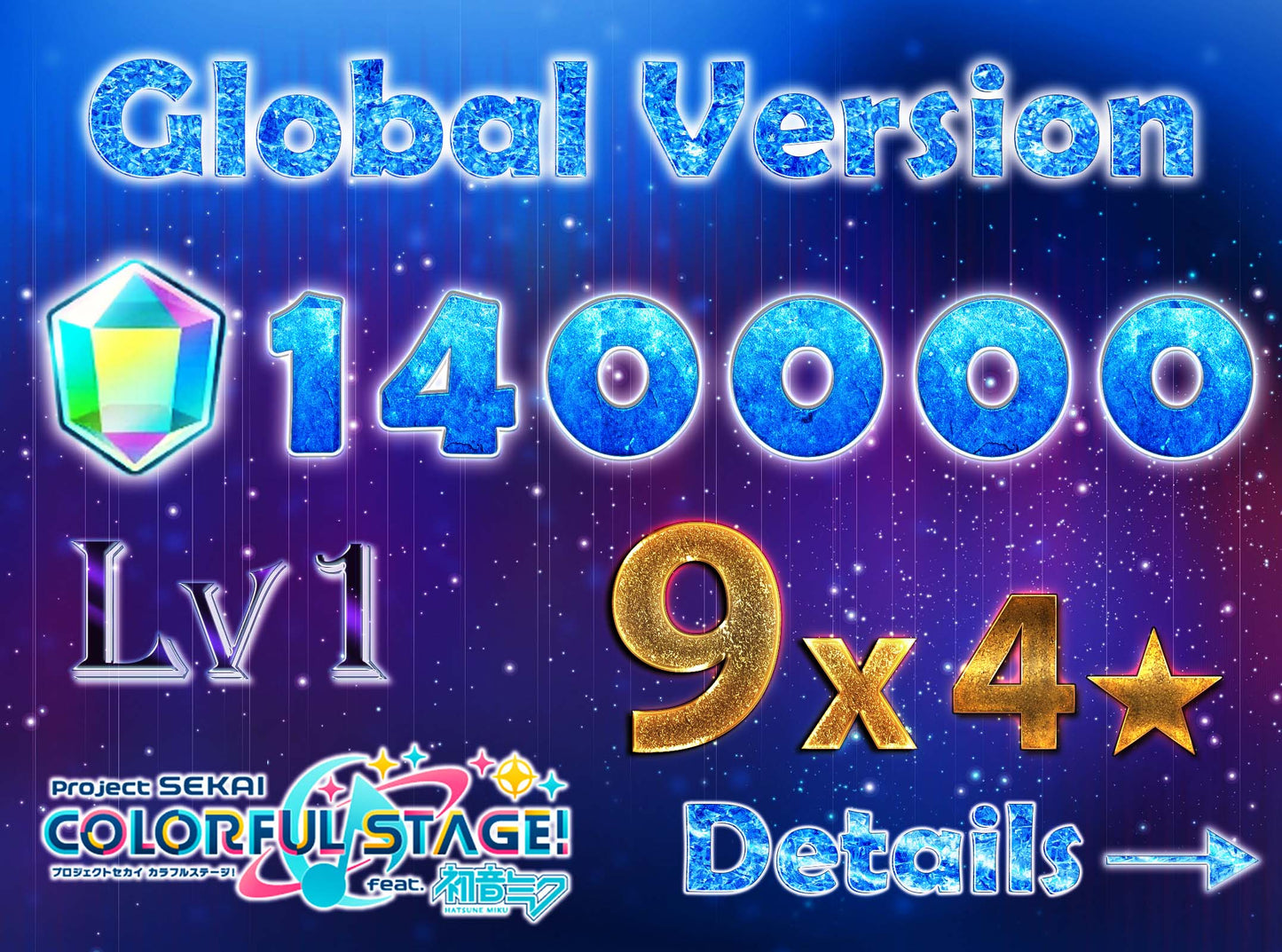 Project Sekai EN💎140,000+ Gems💎9 x 4⭐️ starter Rank 1【INSTANT SEND】