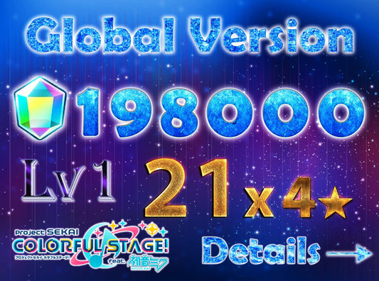 Project Sekai EN💎198,000+ Gems💎21 x 4⭐️ starter Rank 1【INSTANT SEND】