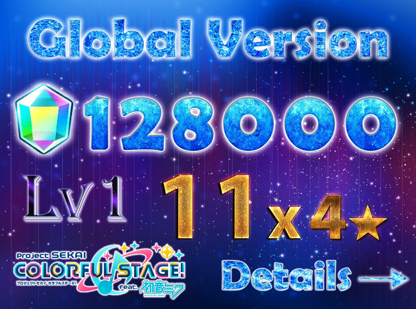 Project Sekai EN💎128,000+ Gems💎11 x 4⭐️ starter Rank 1【INSTANT SEND】